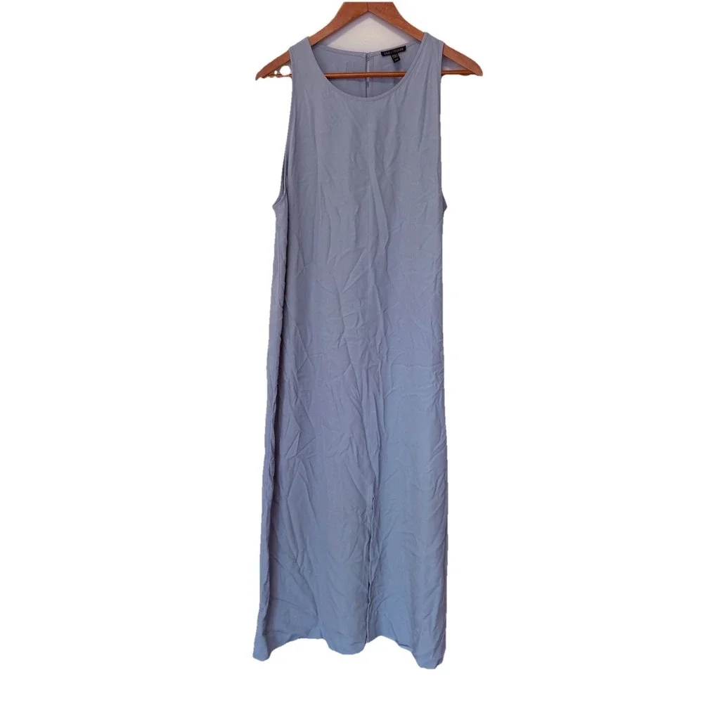 Eileen Fisher Dress Womens Medium Blue Maxi Sleeveless Lightweight Viscose USA - Picture 1 of 7